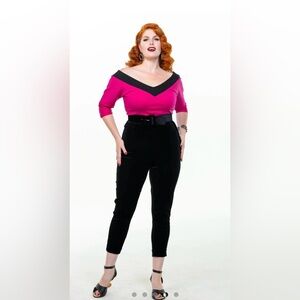 Lady Splendor Black Velvet Cigarette Pants